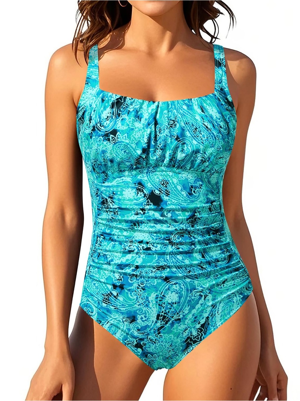 Aqua Eve Plus Size One Piece Swimsuit Women’s US Size XXL Paisley